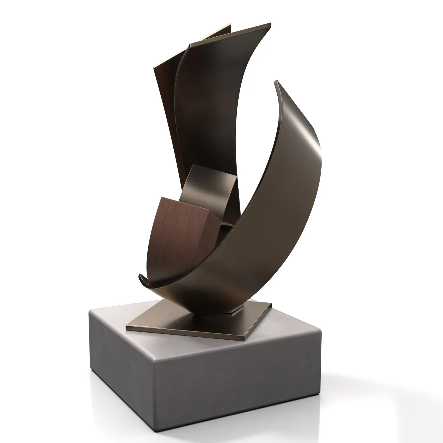 Metal And Wood With Stone Base Sculpture PBR 3D Model_03